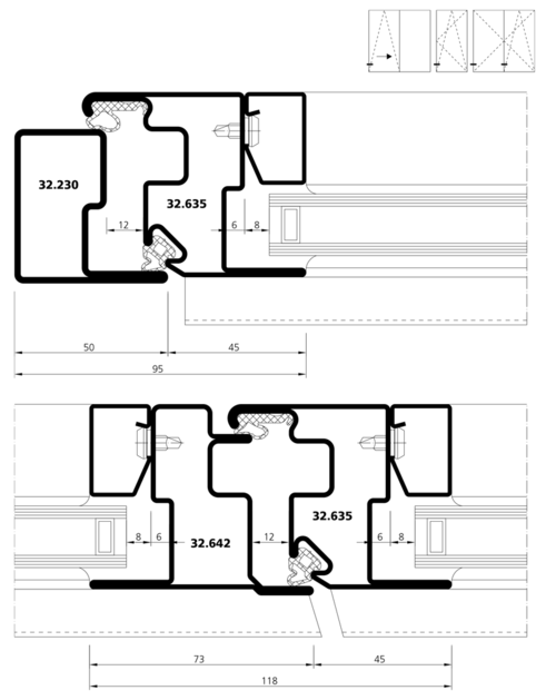 cross section, steel window without thermal break, forster presto