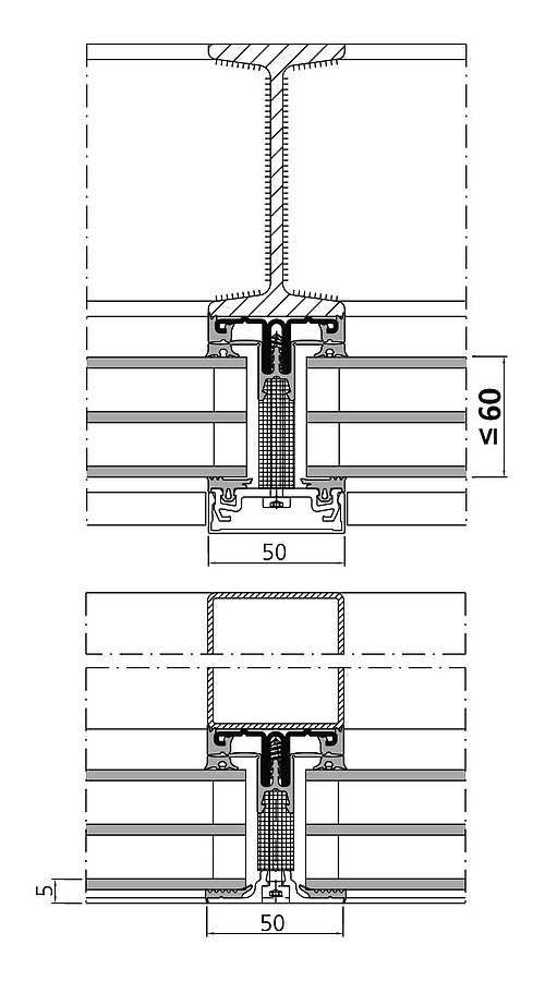 Wärmegedämmte Fassade mit Aufsatzprofilen: forster thermfix light