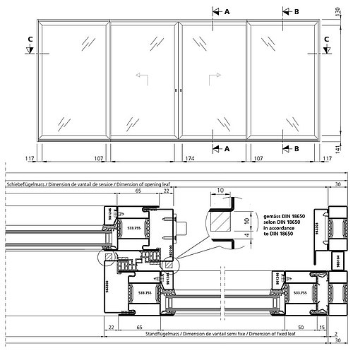 lift-up sliding door with thermal insulation forster unico