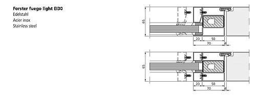 System section EI30 in stainless steel